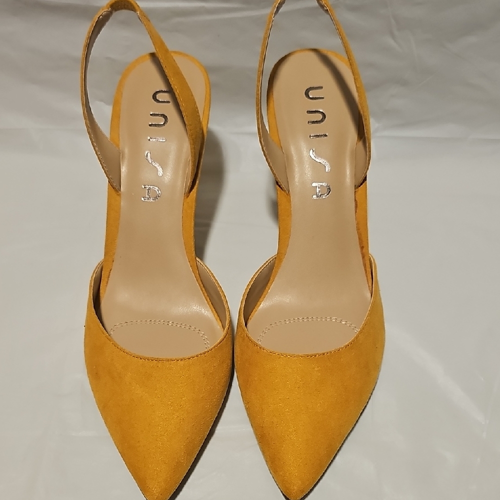Unisa Mustard Yellow Pointed Slingback Heels